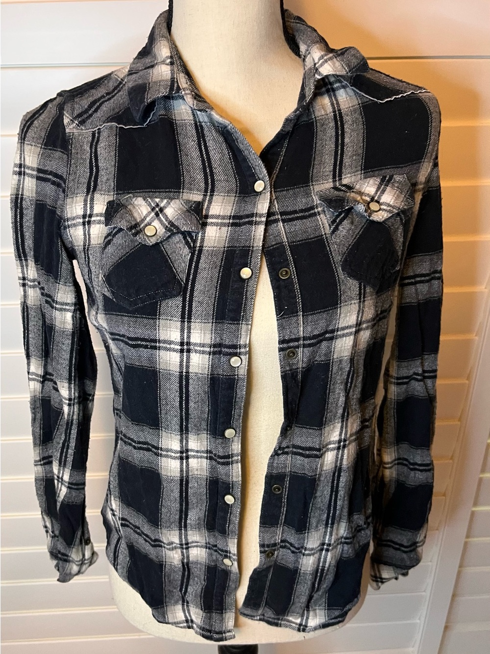 Mossimo Supply Co. Black and White Plaid Button-Down Shirt